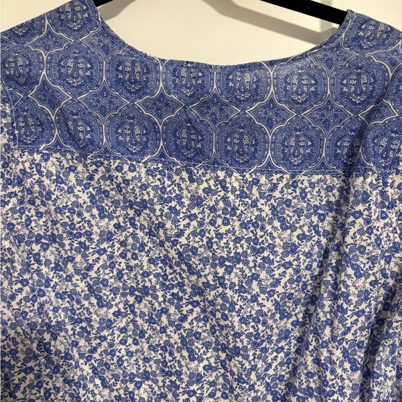 L.O.G.G. H&M Blue Floral Tunic Long Sleeve Shirt Top Women's Size Large XL 12 - Picture 11 of 11